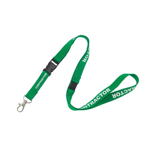 Lanyard Preprinted Contractor Green 15mm